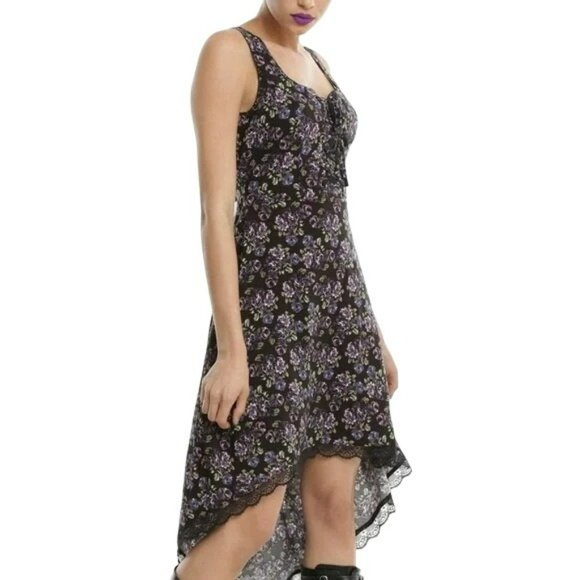 Hot Topic Vintage Purple Rose Hi-Low Hem Dress - Picture 12 of 12